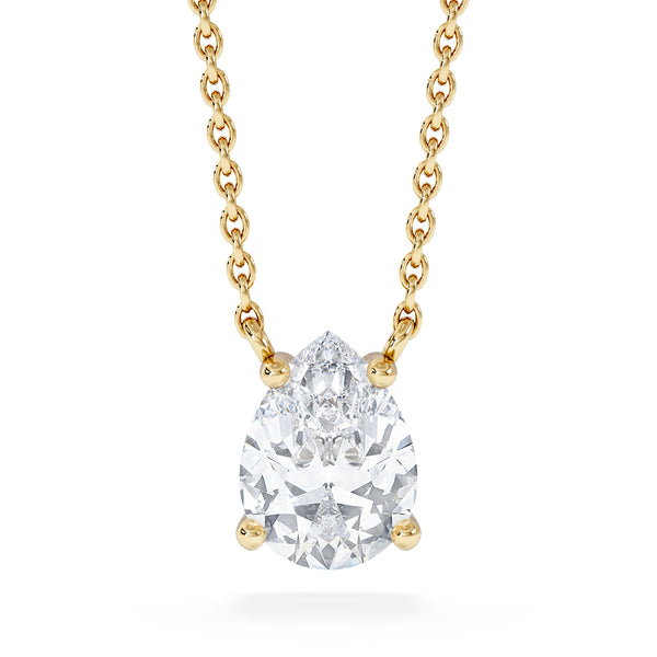 Wanderlust Floating Pear Cut Lab Diamond Solitaire Necklace 1.00ct H/SI in 9K Gold